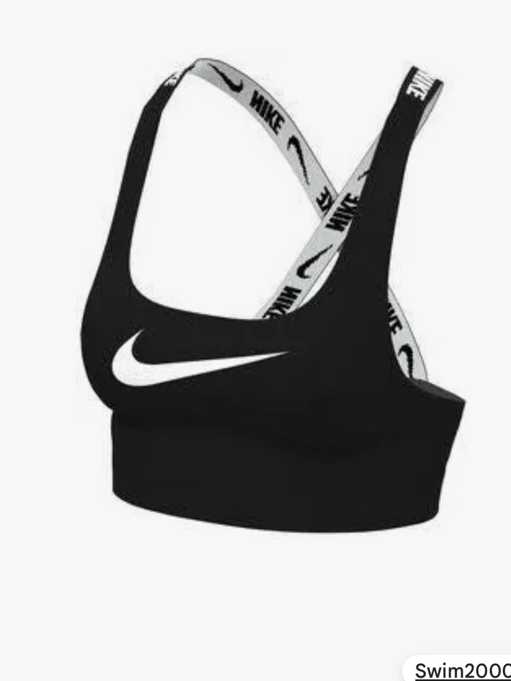 Nike Logo Tape Crossback Midkini Swim Top-Large